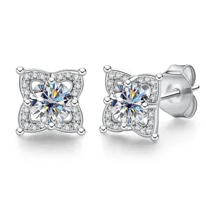 0.5 Ct Round Diamond Flower Stud Earrings