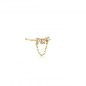 14ct Gold White Sapphire Climber Single Stud Earring EAU006-02YG