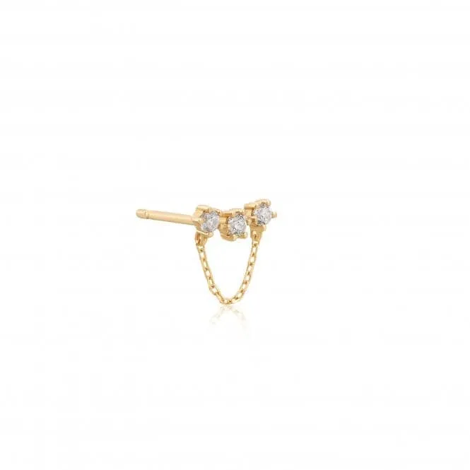 14ct Gold White Sapphire Climber Single Stud Earring EAU006-02YG