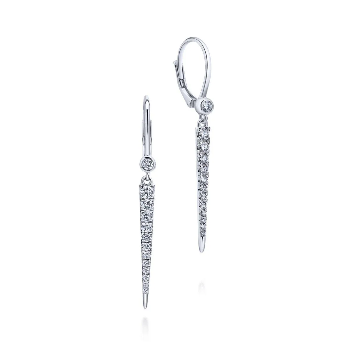 14K White Gold Peek A Boo Spike Diamond Earrings