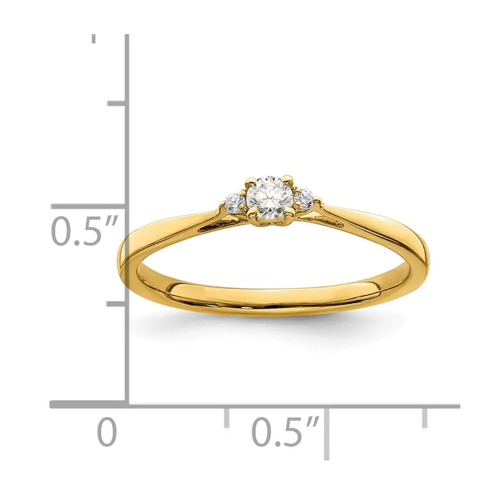 14k Yellow Gold Three Stone Diamond Promise Engagement Ring