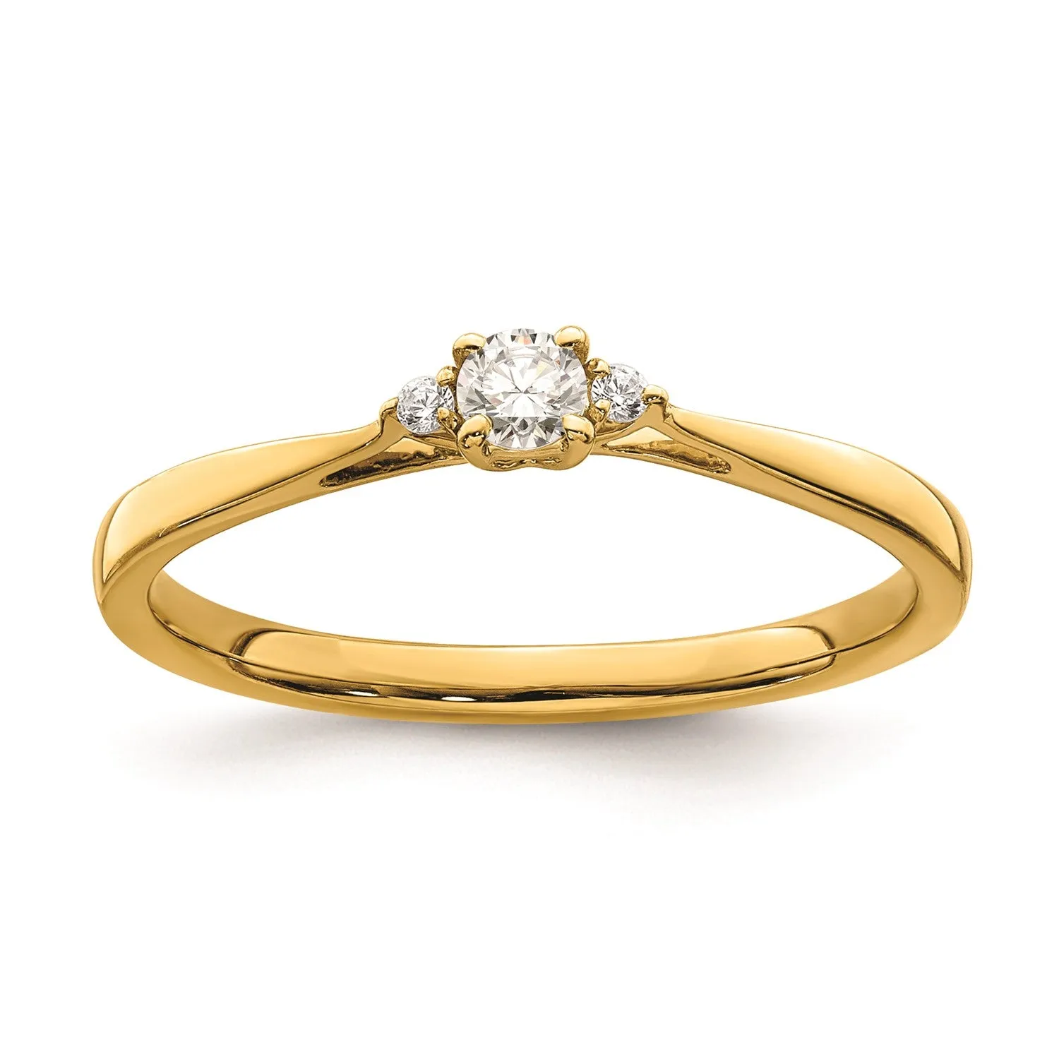 14k Yellow Gold Three Stone Diamond Promise Engagement Ring