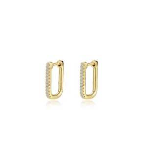15mm x 11mm Rectangle Gold Hoop Earrings