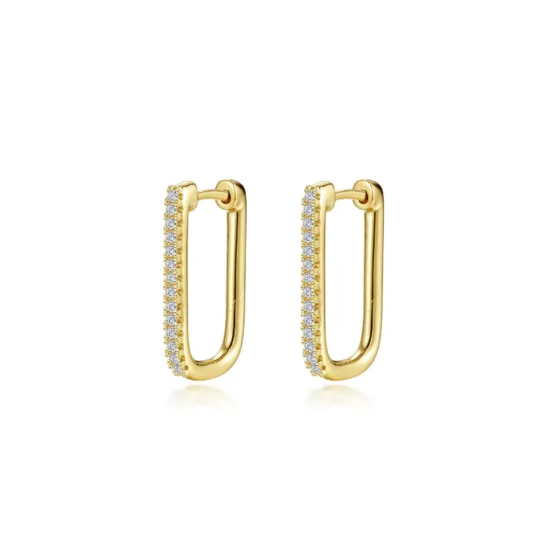 20mm x 12.5mm Rectangle Gold Hoop Earrings