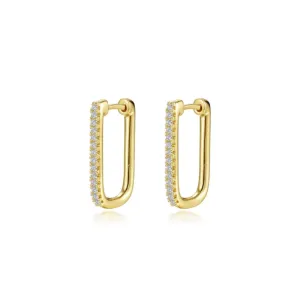 20mm x 12.5mm Rectangle Gold Hoop Earrings