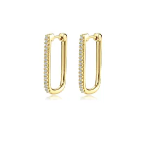 25mm x 14.3mm Rectangle Gold Hoop Earrings