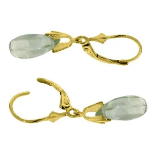6 Carat 14K Solid Yellow Gold Performance Green Amethyst Earrings