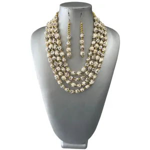 African Beaded Necklace with Gold Accent -- Full Set