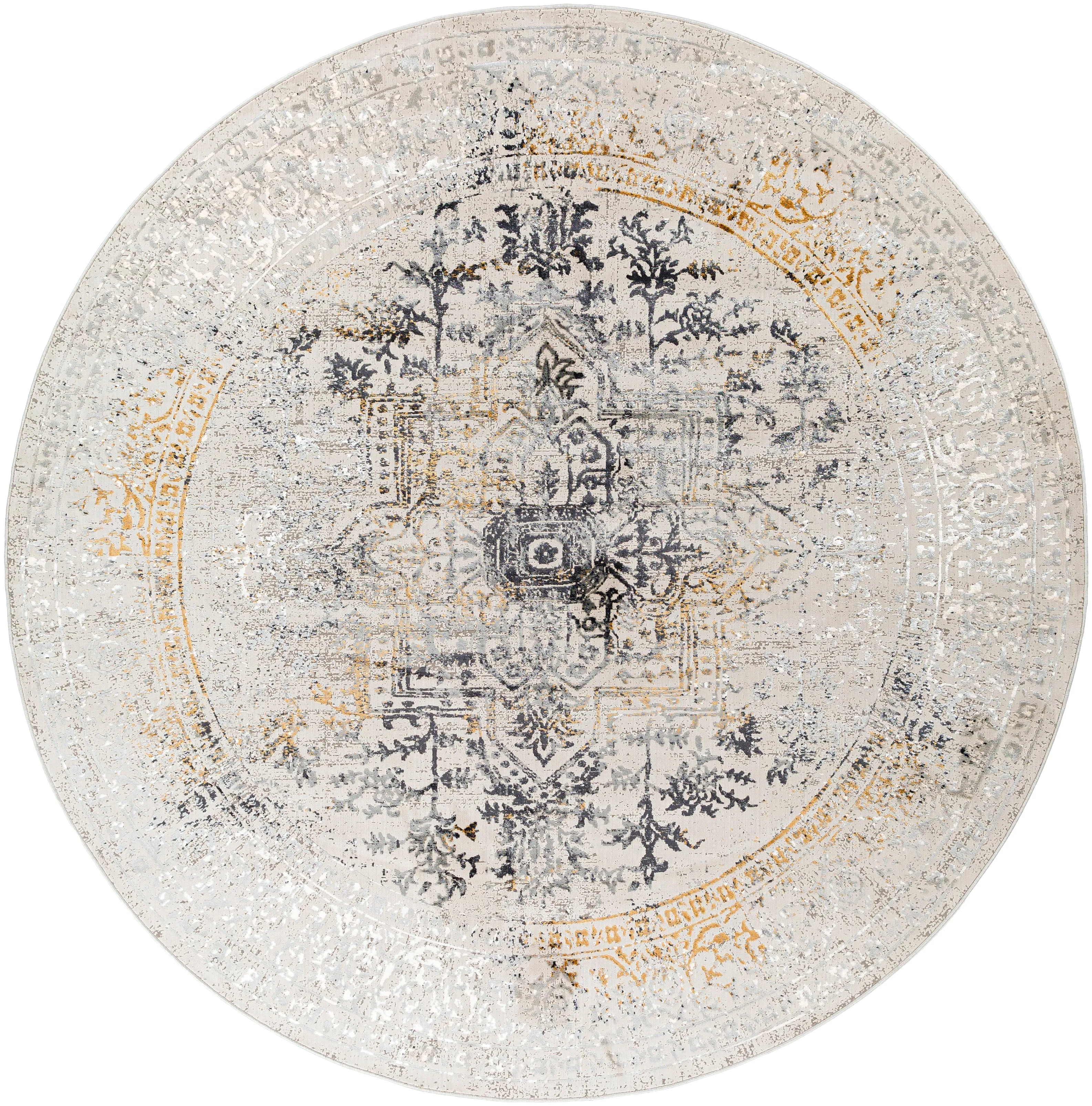 Aisha Rug in Charcoal, Medium Gray, Mustard, Light Gray