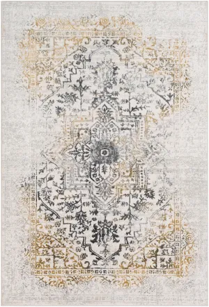 Aisha Rug in Charcoal, Medium Gray, Mustard, Light Gray