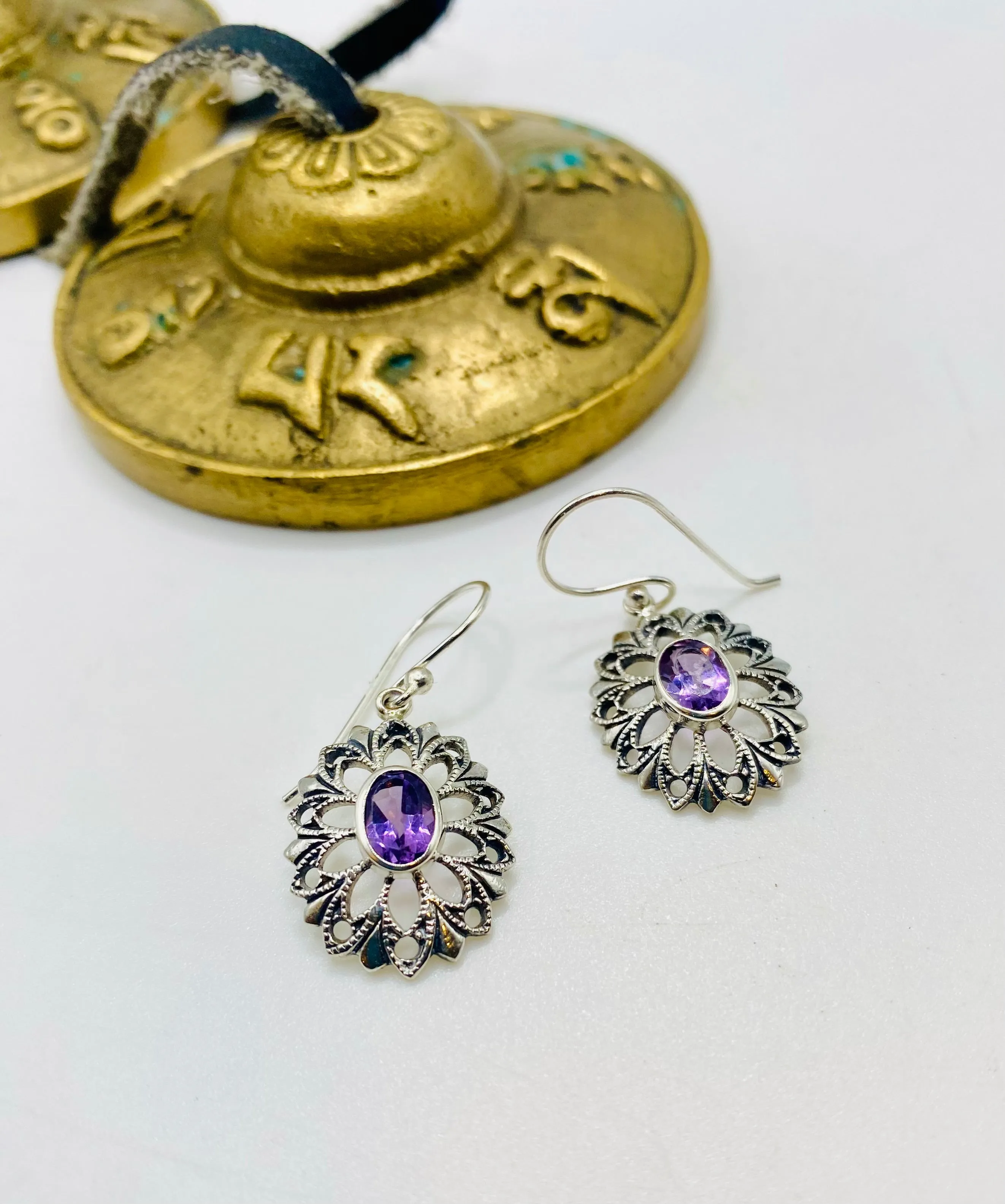 Amethyst Flower Earrings