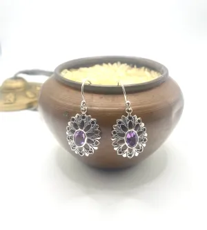 Amethyst Flower Earrings