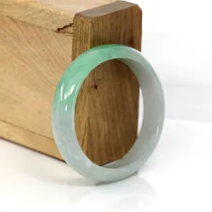Baikalla Genuine Burmese Green Jadeite Jade Oval Bangle (53.53 mm) #337