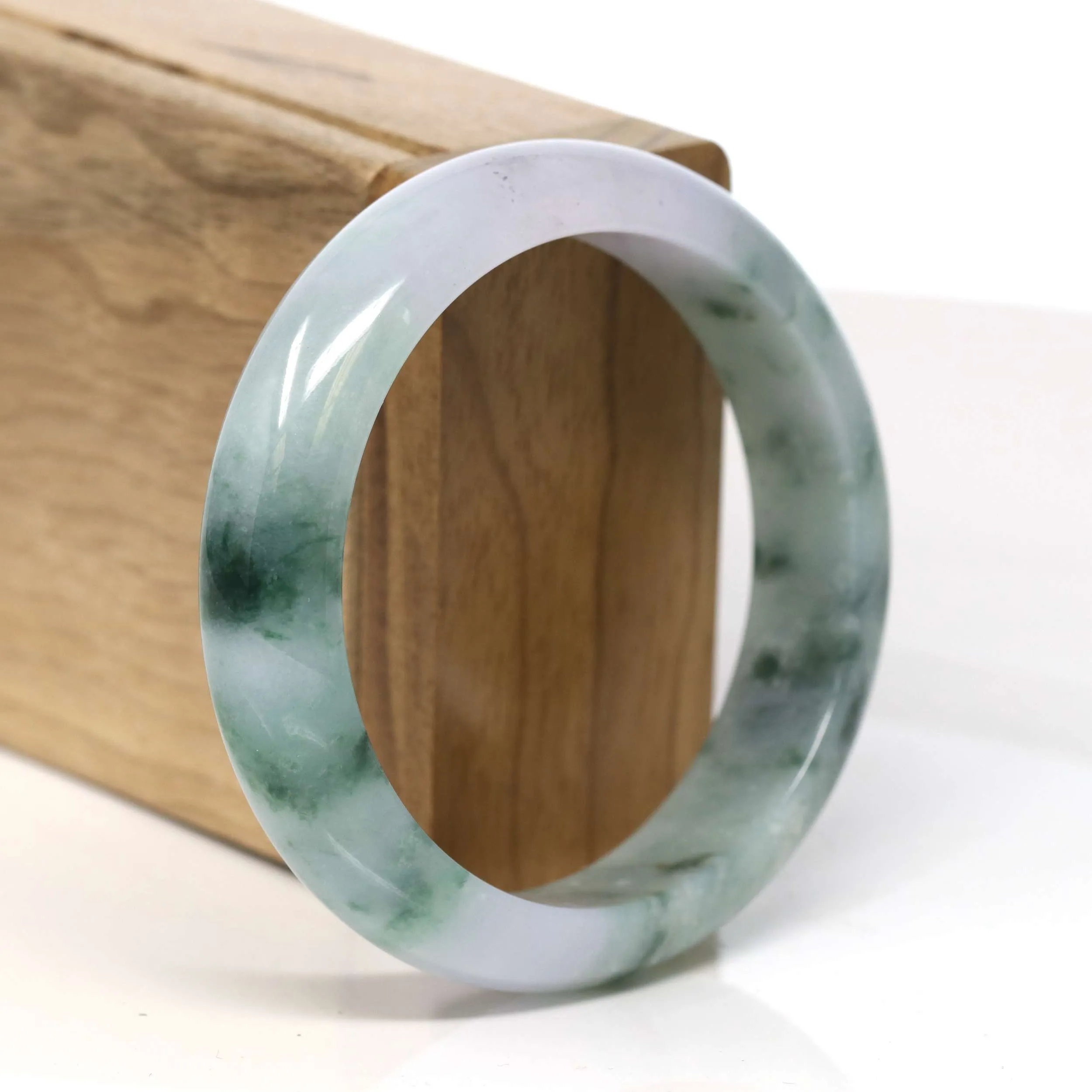 Baikalla High Quality "Half Round" Blue Green & Lavender Jadeite Jade Bangle Bracelet (57.54 mm) #T354