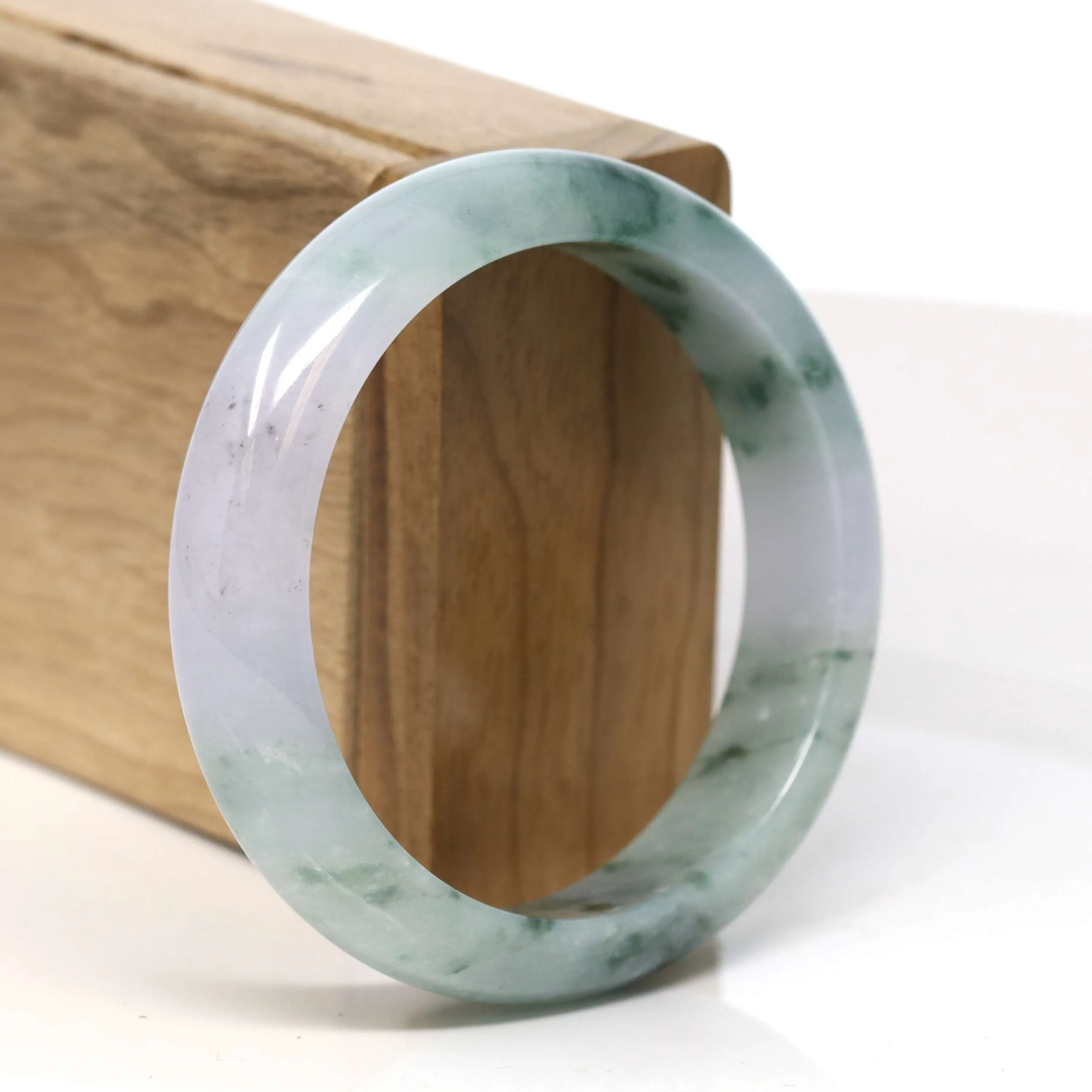 Baikalla High Quality "Half Round" Blue Green & Lavender Jadeite Jade Bangle Bracelet (57.54 mm) #T354