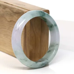 Baikalla High Quality "Half Round" Blue Green & Lavender Jadeite Jade Bangle Bracelet (57.54 mm) #T354