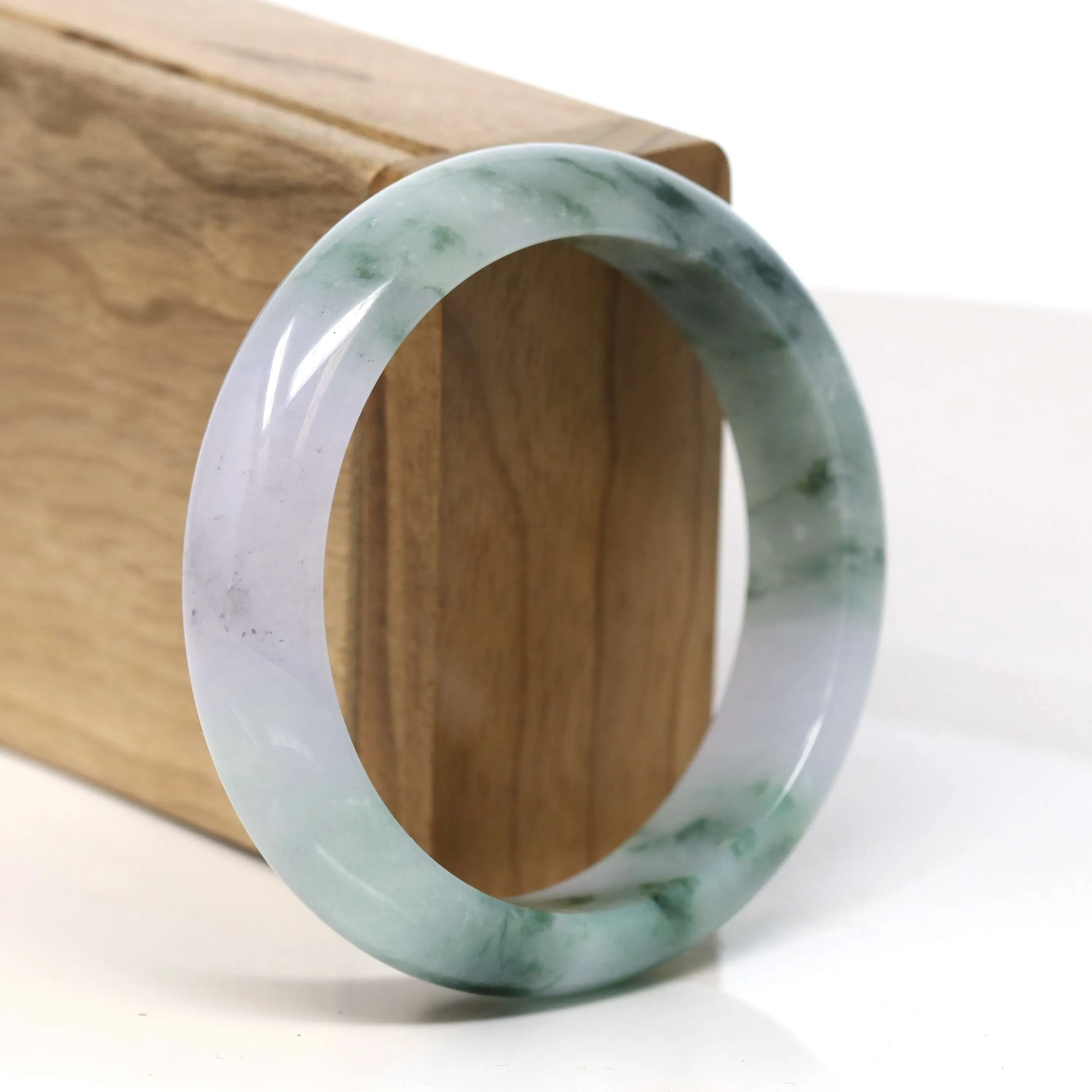 Baikalla High Quality "Half Round" Blue Green & Lavender Jadeite Jade Bangle Bracelet (57.54 mm) #T354