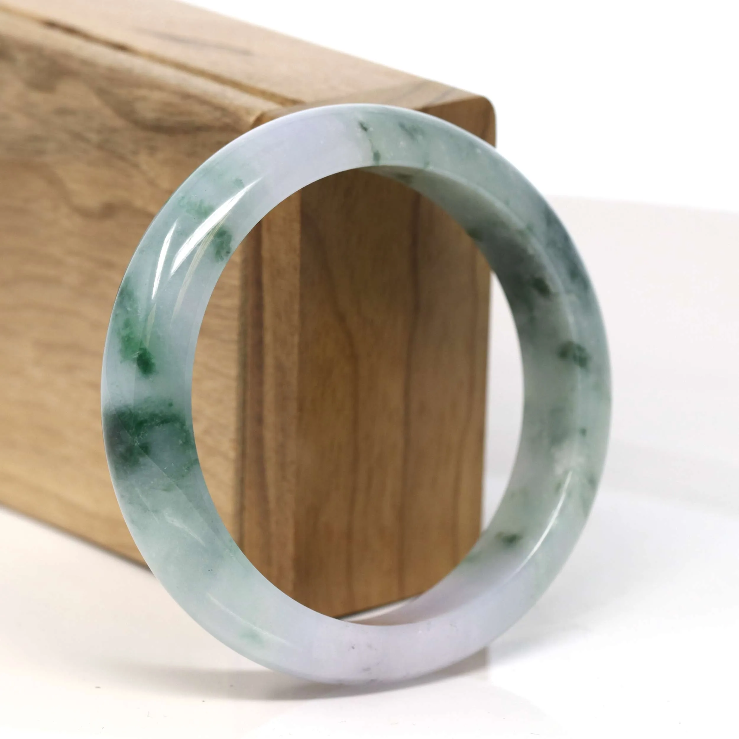 Baikalla High Quality "Half Round" Blue Green & Lavender Jadeite Jade Bangle Bracelet (57.54 mm) #T354