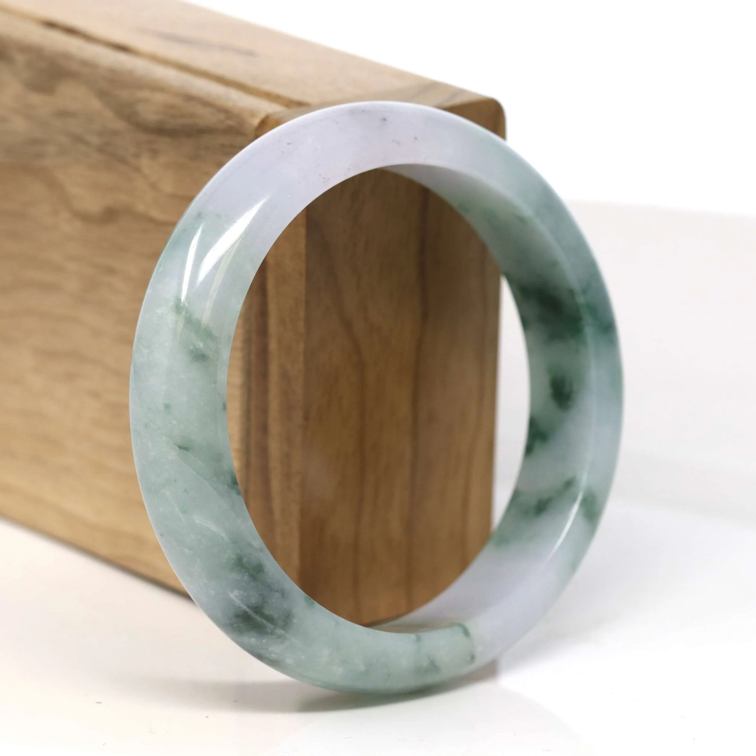 Baikalla High Quality "Half Round" Blue Green & Lavender Jadeite Jade Bangle Bracelet (57.54 mm) #T354