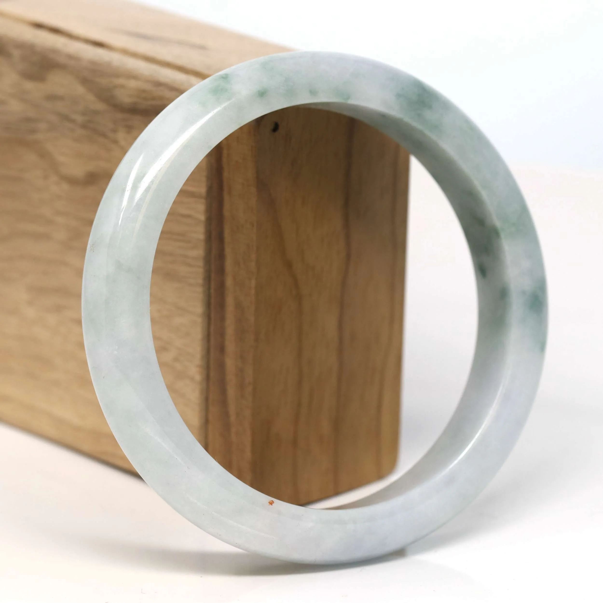 Baikalla "Half Round" Blue Green Jadeite Jade Bangle Bracelet (62.32 mm) #T339