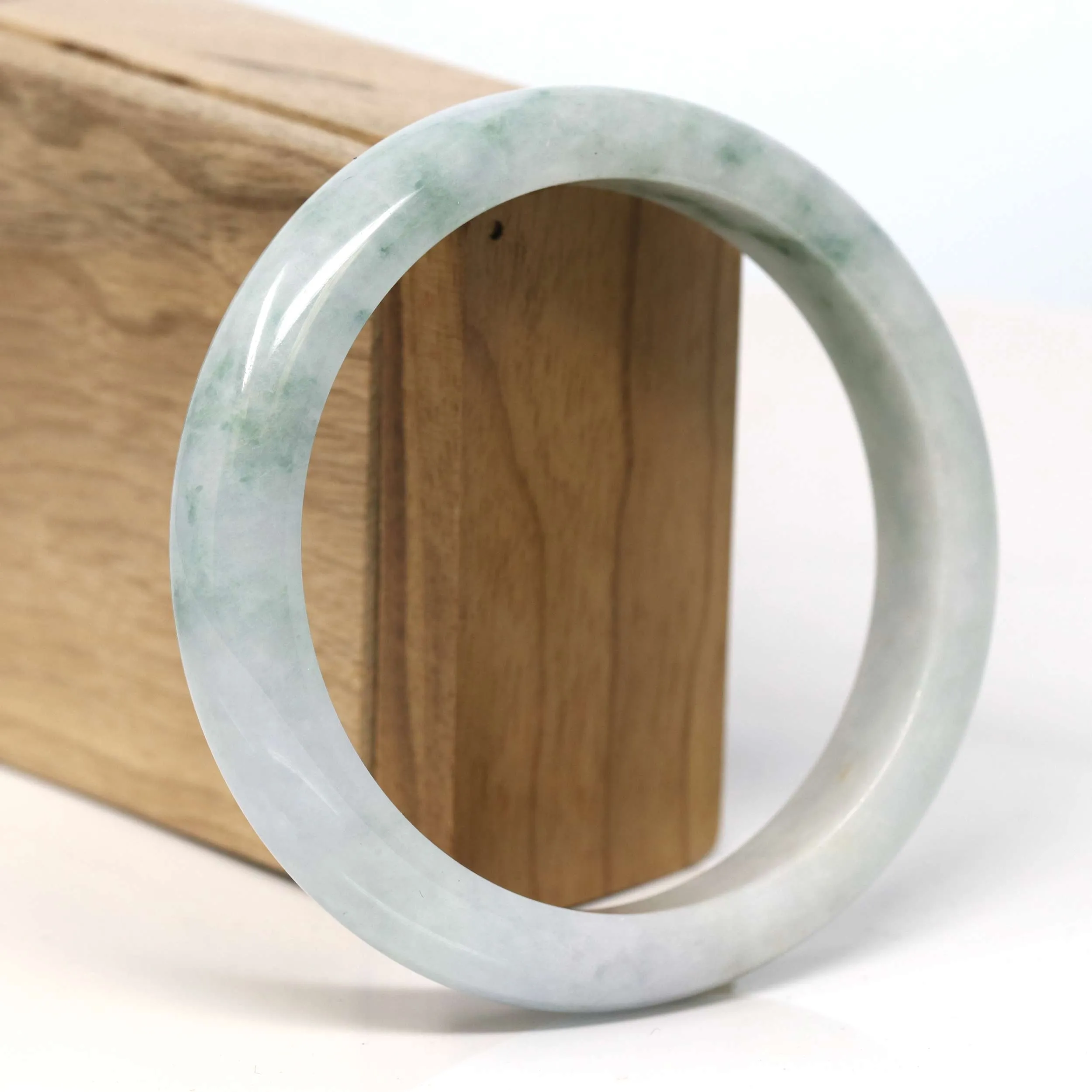 Baikalla "Half Round" Blue Green Jadeite Jade Bangle Bracelet (62.32 mm) #T339