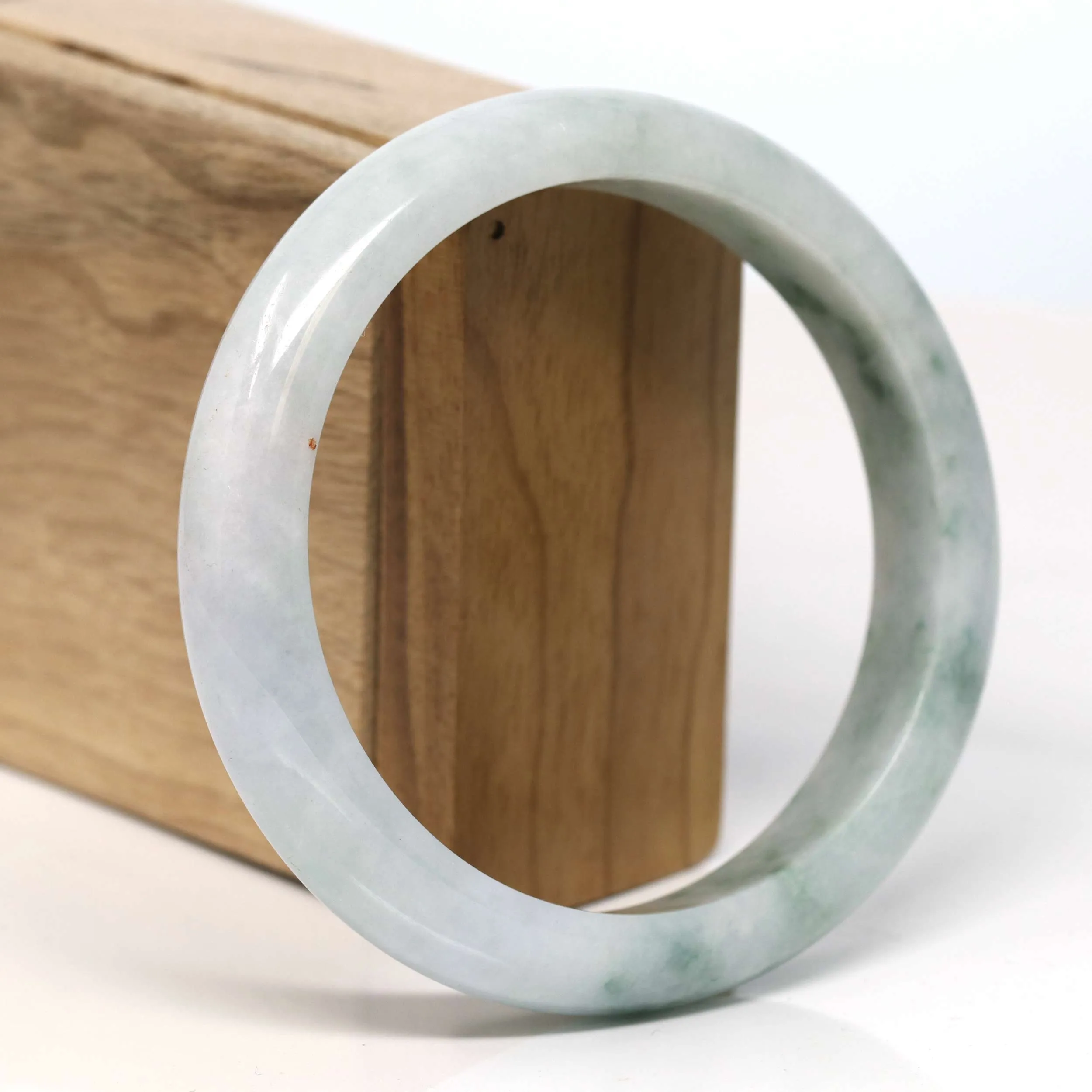 Baikalla "Half Round" Blue Green Jadeite Jade Bangle Bracelet (62.32 mm) #T339