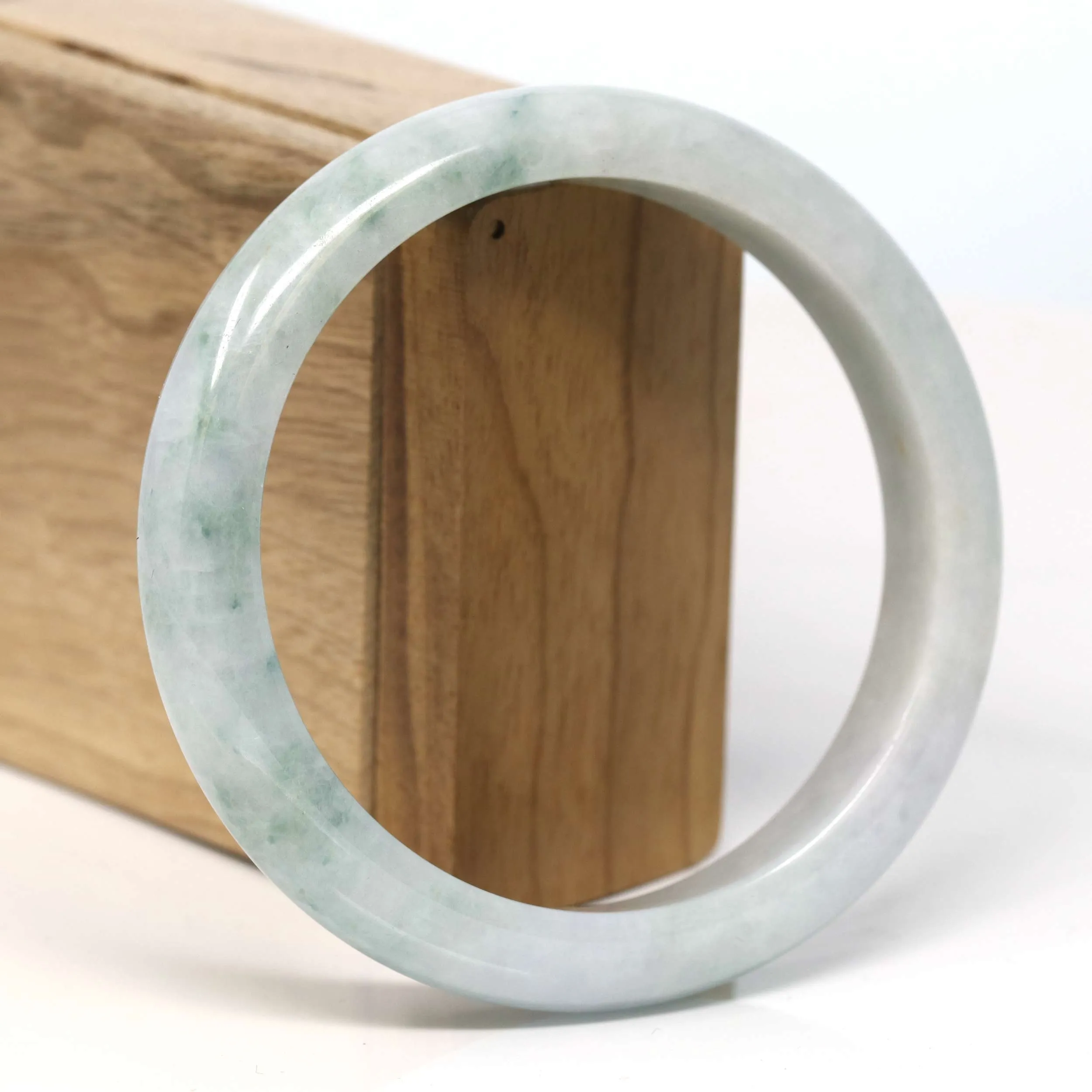 Baikalla "Half Round" Blue Green Jadeite Jade Bangle Bracelet (62.32 mm) #T339