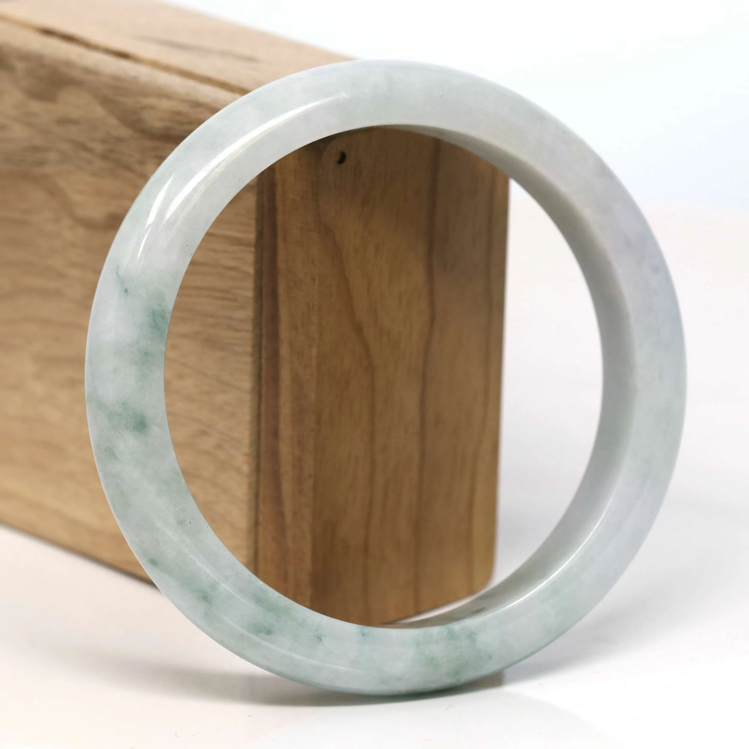Baikalla "Half Round" Blue Green Jadeite Jade Bangle Bracelet (62.32 mm) #T339