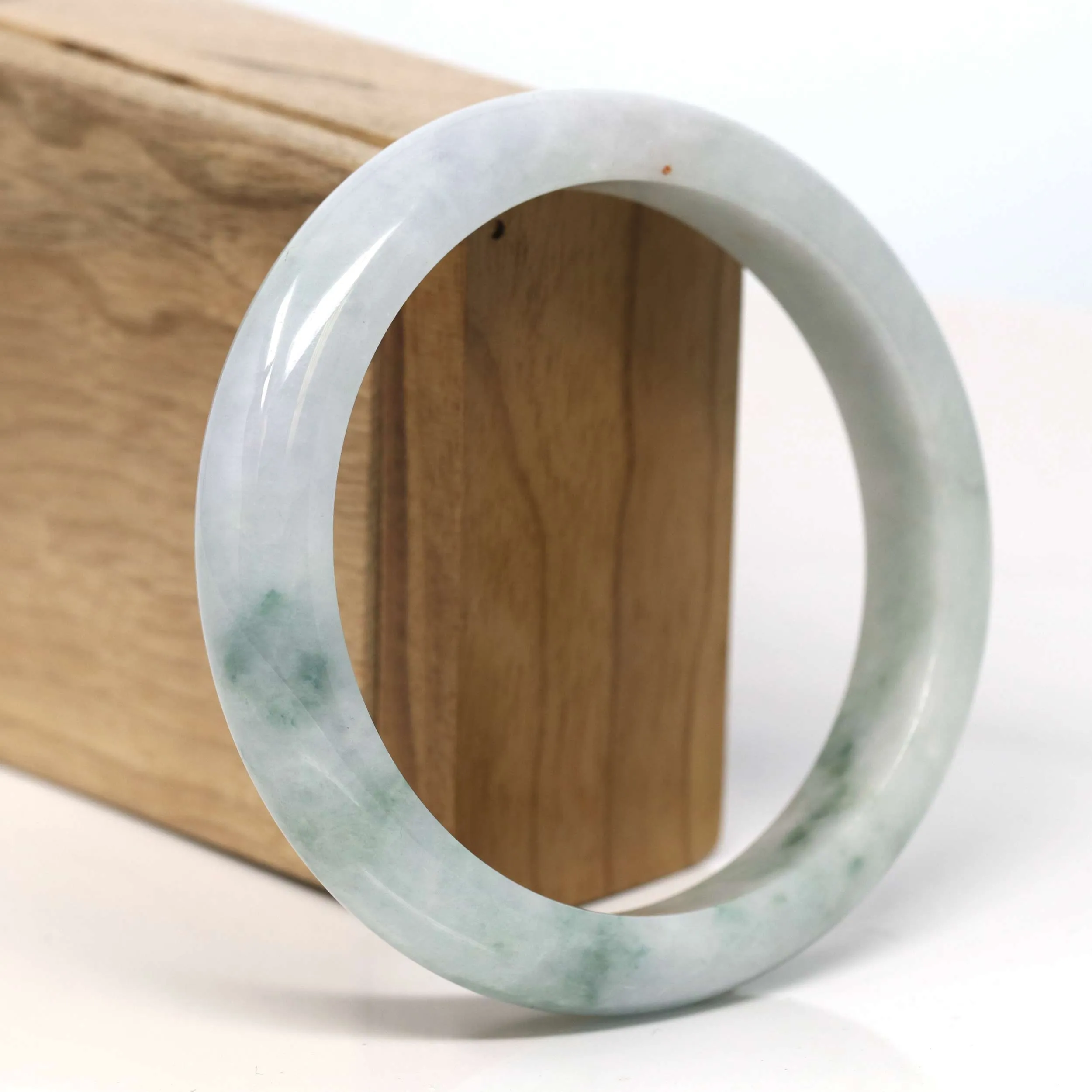 Baikalla "Half Round" Blue Green Jadeite Jade Bangle Bracelet (62.32 mm) #T339