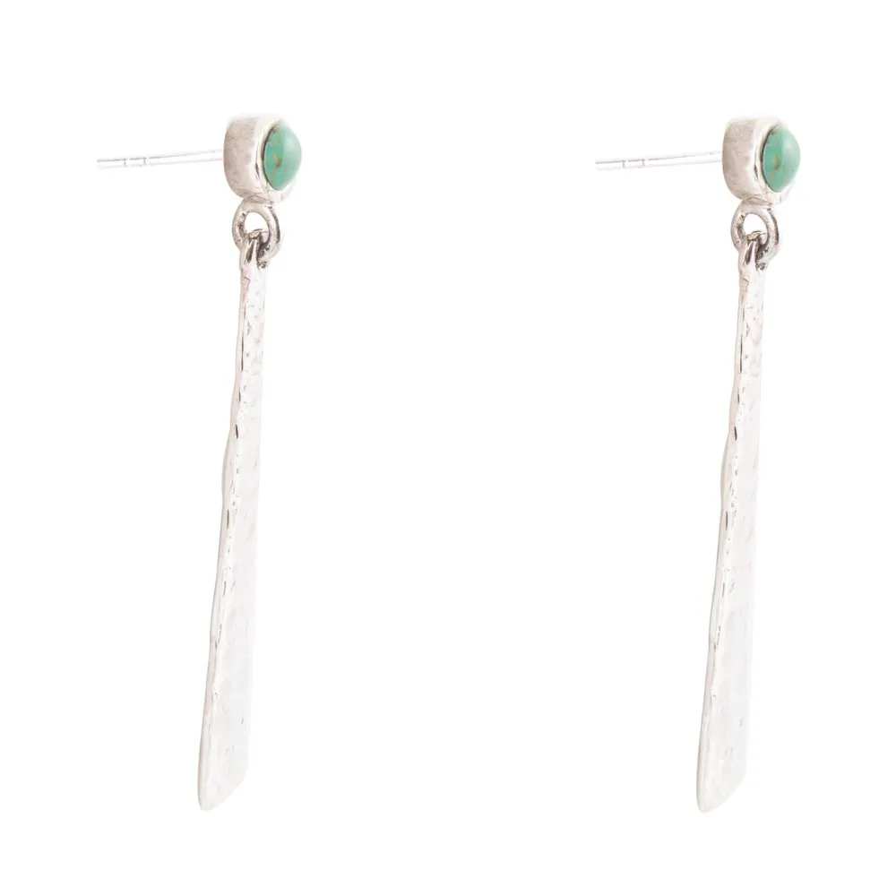 Barse Aztec Blue Turquoise and Sterling Silver Linear Drop Earrings