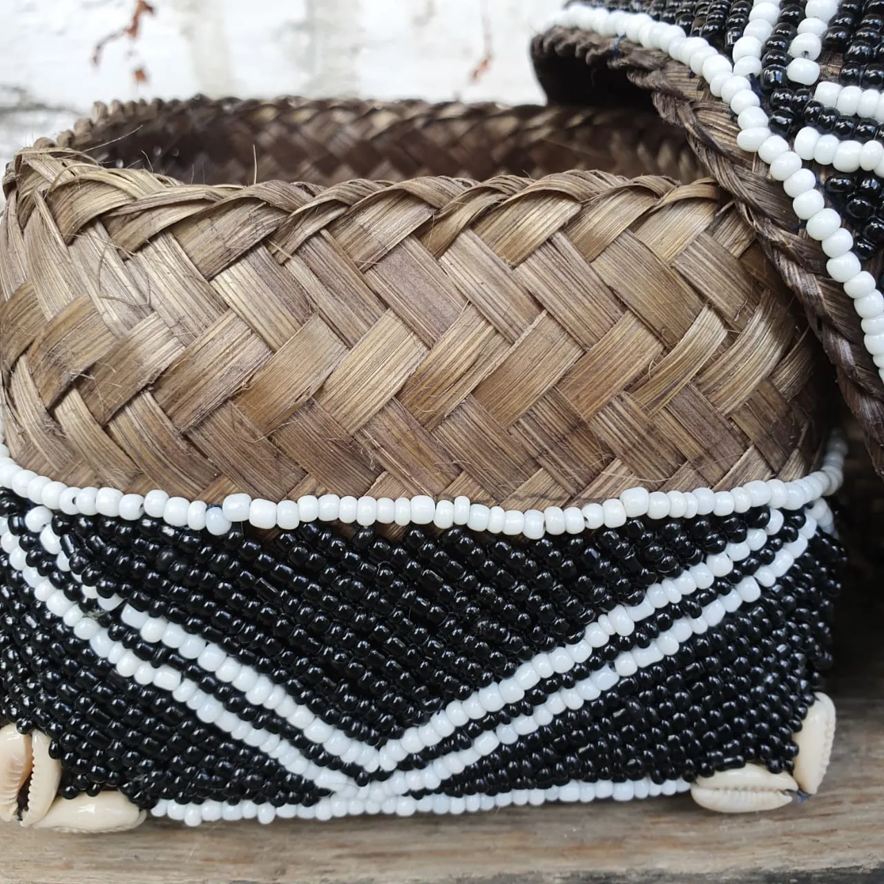 Bead & Shell Bamboo Square Boxes