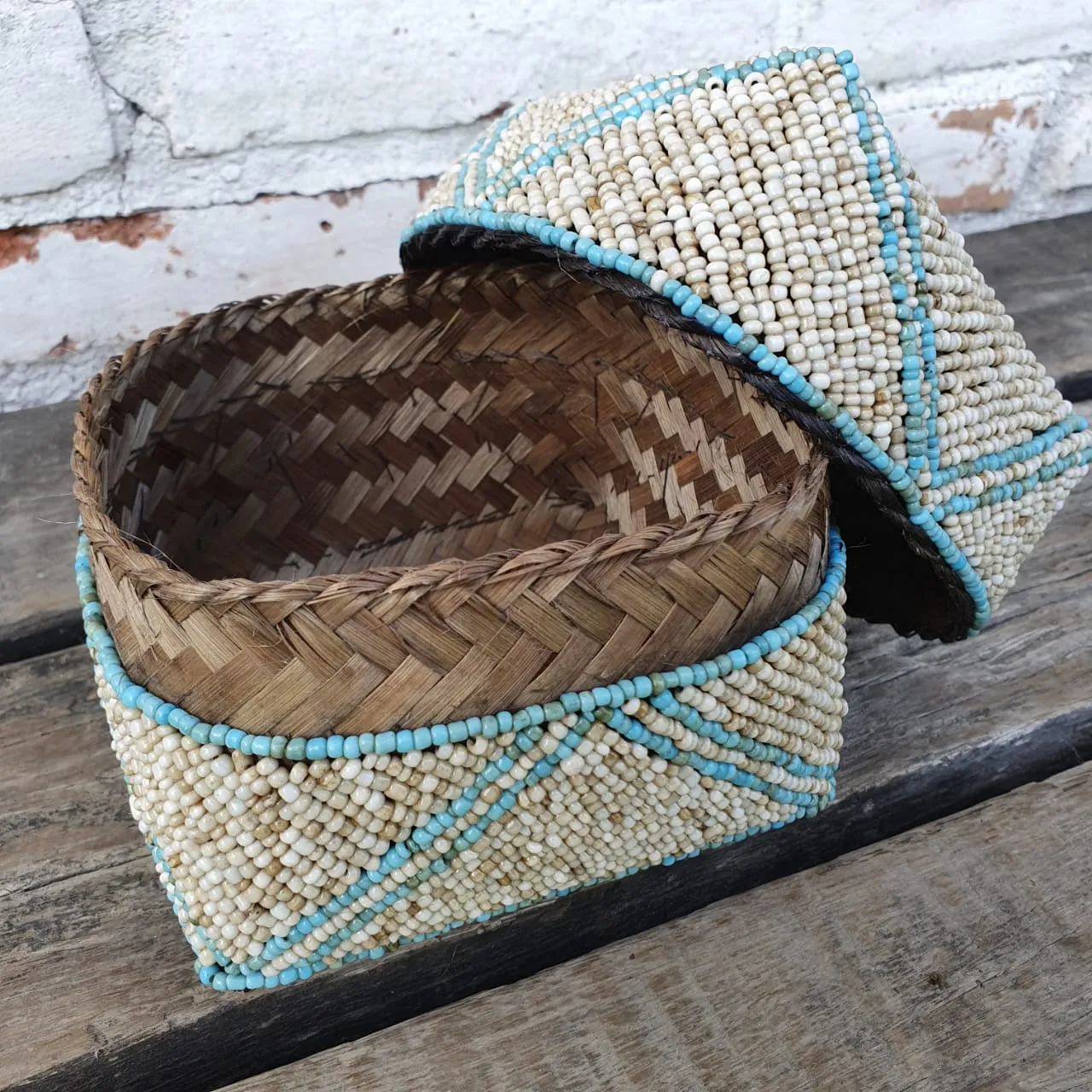 Bead & Shell Bamboo Square Boxes