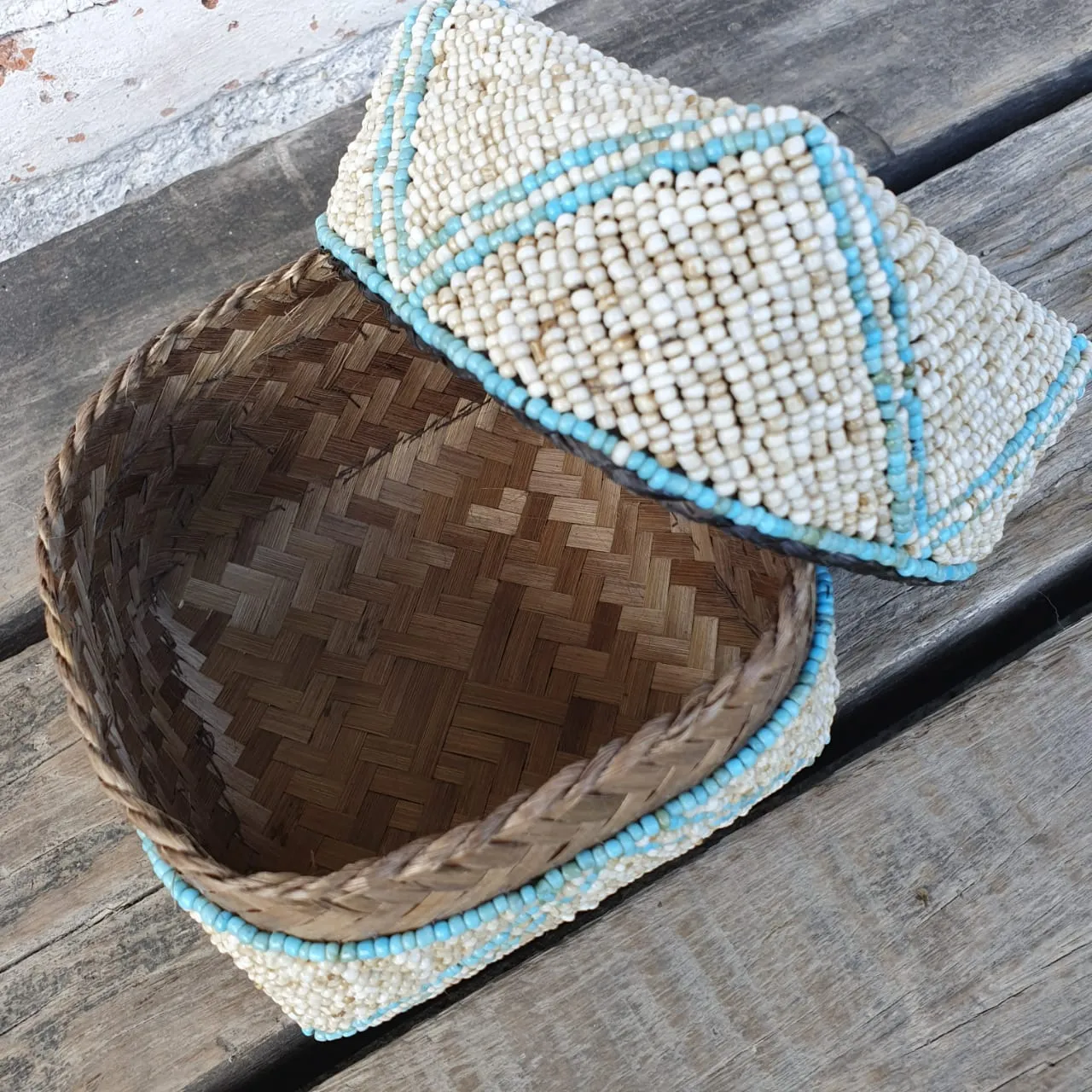 Bead & Shell Bamboo Square Boxes