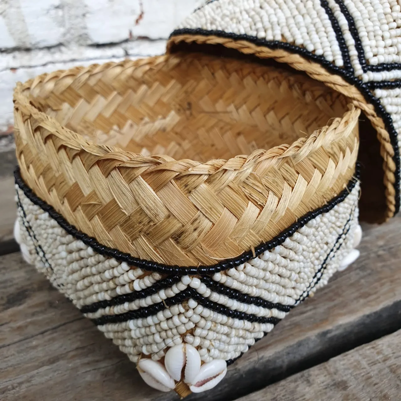 Bead & Shell Bamboo Square Boxes