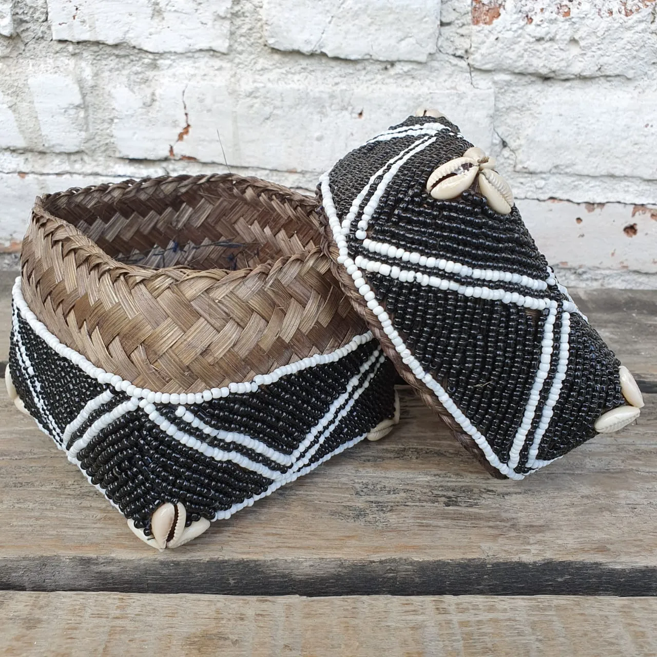 Bead & Shell Bamboo Square Boxes