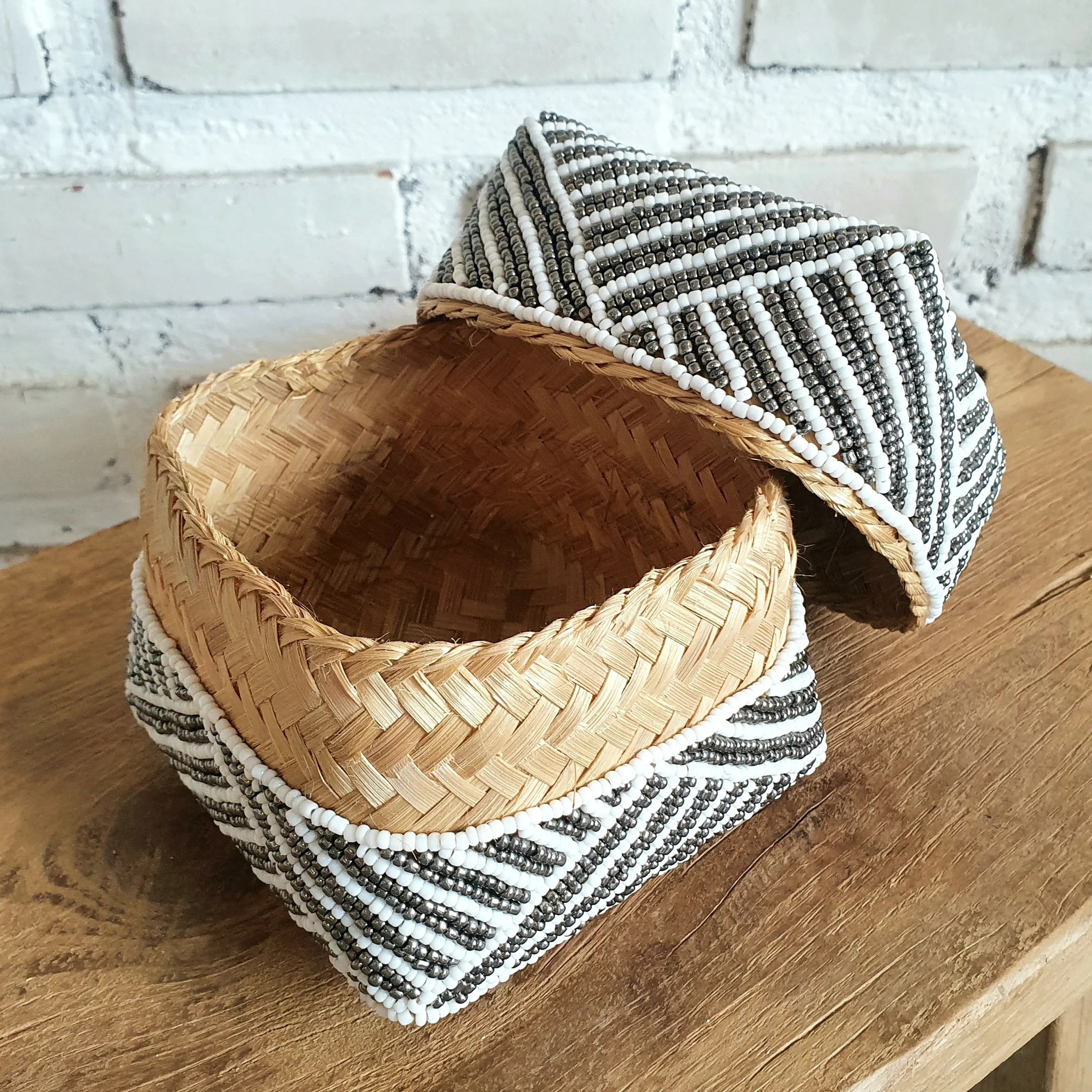 Bead & Shell Bamboo Square Boxes