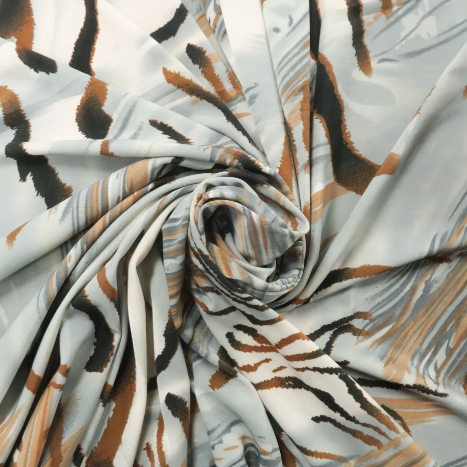 Beige and Black Animal Print Jersey Stretch Fabric
