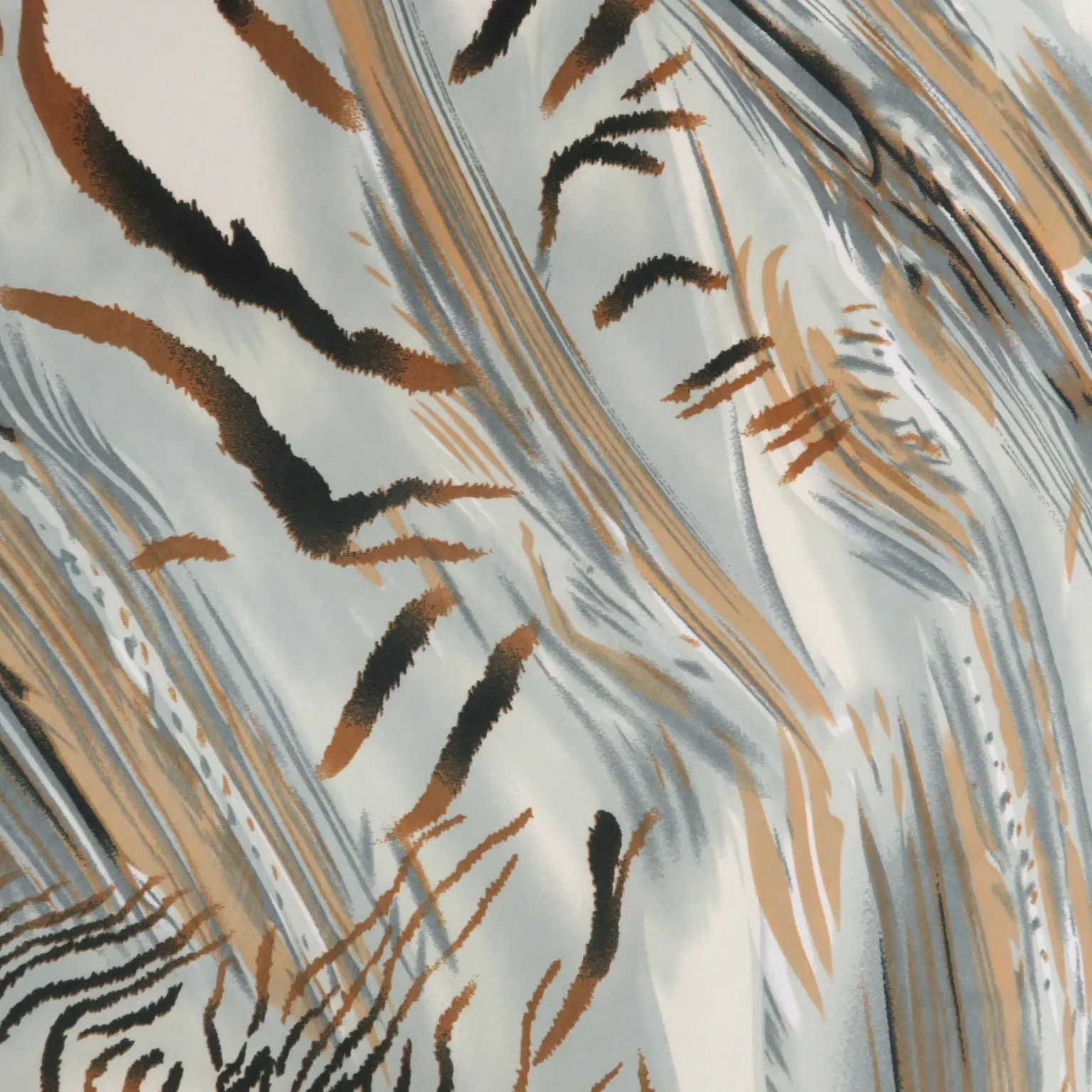 Beige and Black Animal Print Jersey Stretch Fabric