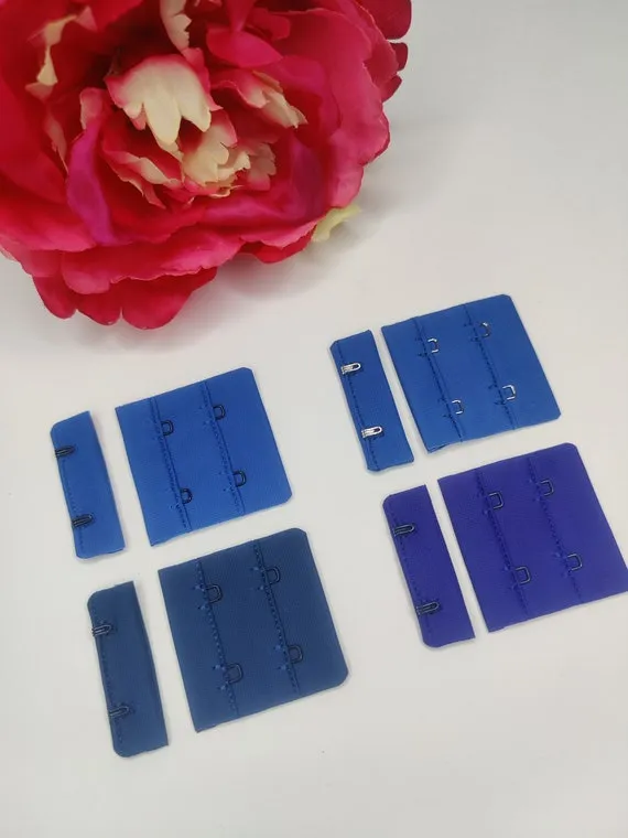 BH-Verschluss 2x2 in blau. Azure blue, kobalt blau, Kornblume, Iris blau.  bra hook&eye, closure, fastener blue shades IDheyex17