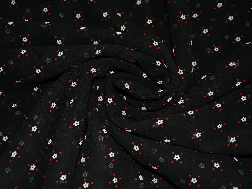 Black Digital Printed Traditional Georgette Fabric