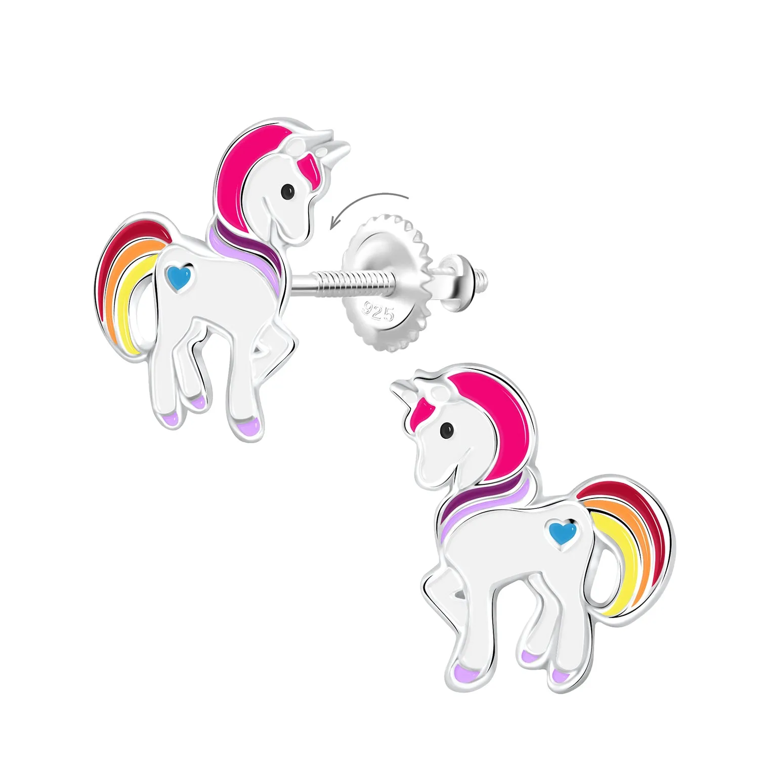 Blue Heart Unicorn Screwback