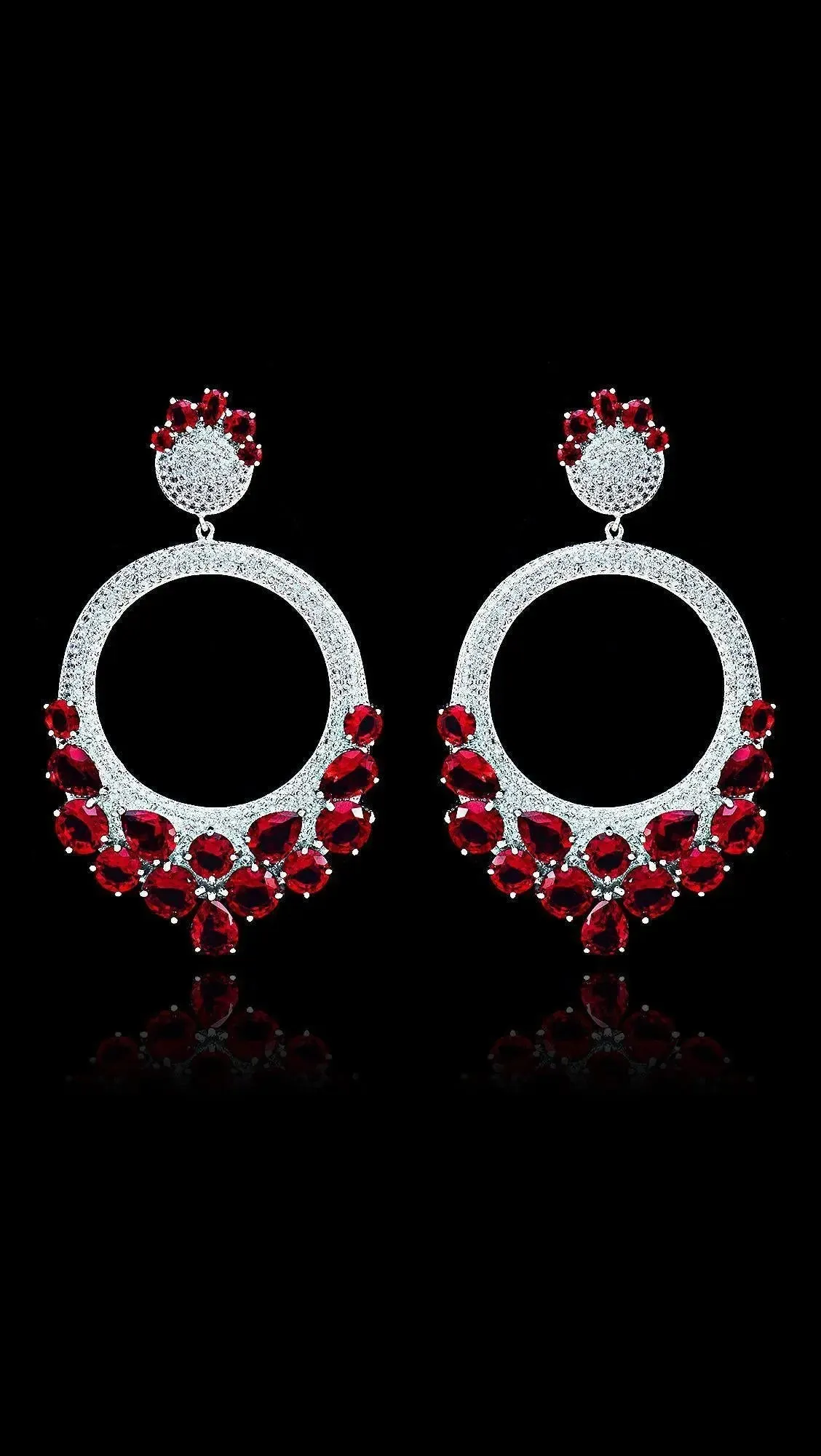 Bold Crystal Red Loop Earring Jewellery
