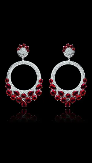Bold Crystal Red Loop Earring Jewellery