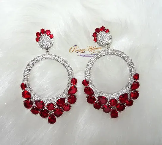 Bold Crystal Red Loop Earring Jewellery