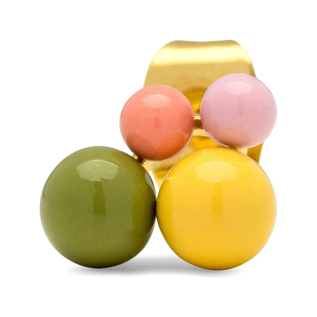 Bouquet Green Yellow earring 1 pcs - Gold plated