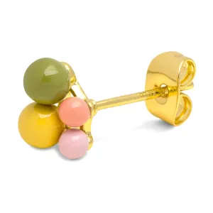 Bouquet Green Yellow earring 1 pcs - Gold plated