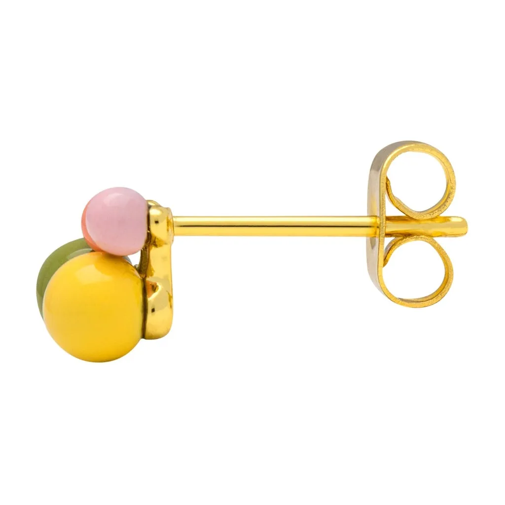 Bouquet Green Yellow earring 1 pcs - Gold plated