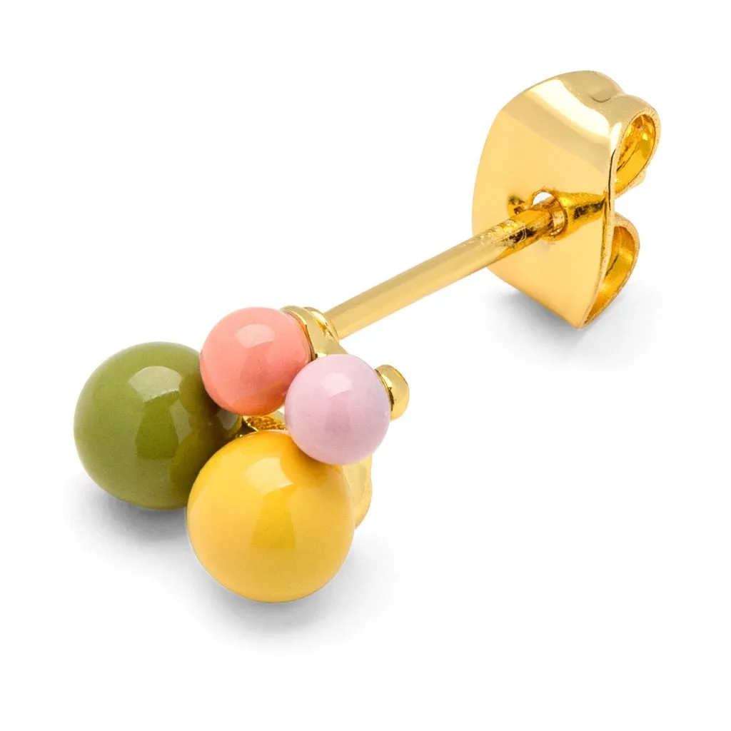 Bouquet Green Yellow earring 1 pcs - Gold plated