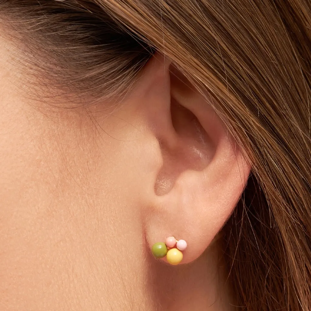 Bouquet Green Yellow earring 1 pcs - Gold plated