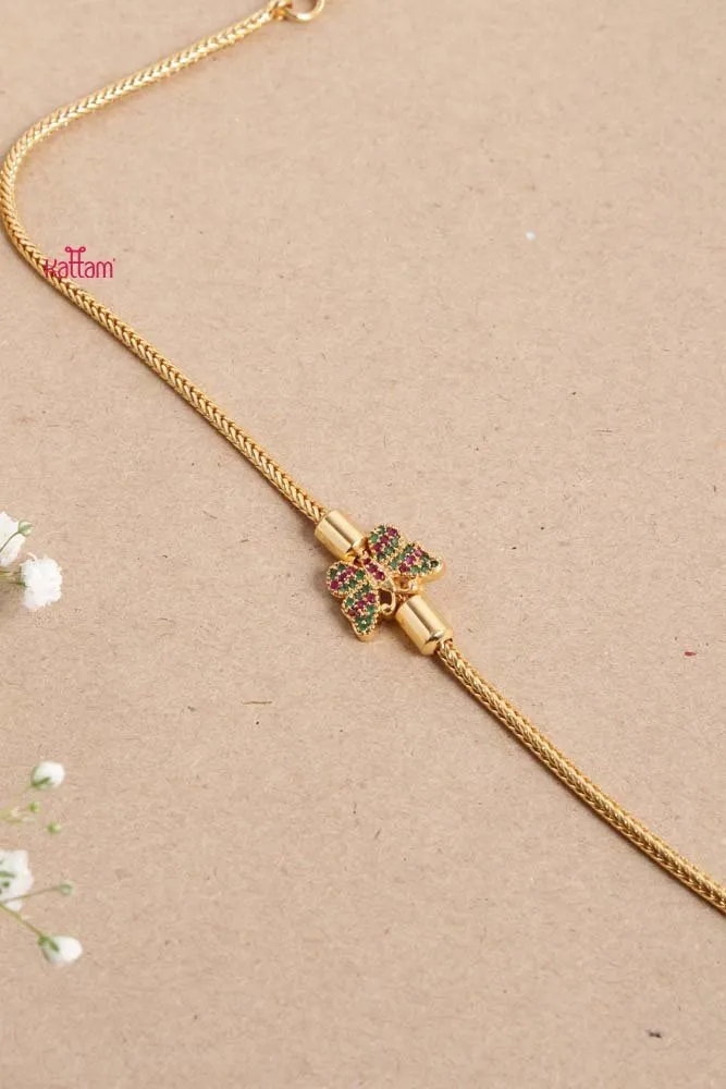 Butterfly Ruby Green Stone Mogappu Chain
